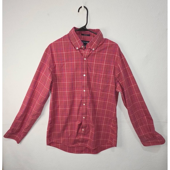 Lands' End Other - Lands End Mens Slim Fit No Iron Twill Plaid Button Down Shirt Red Large 16-16.5